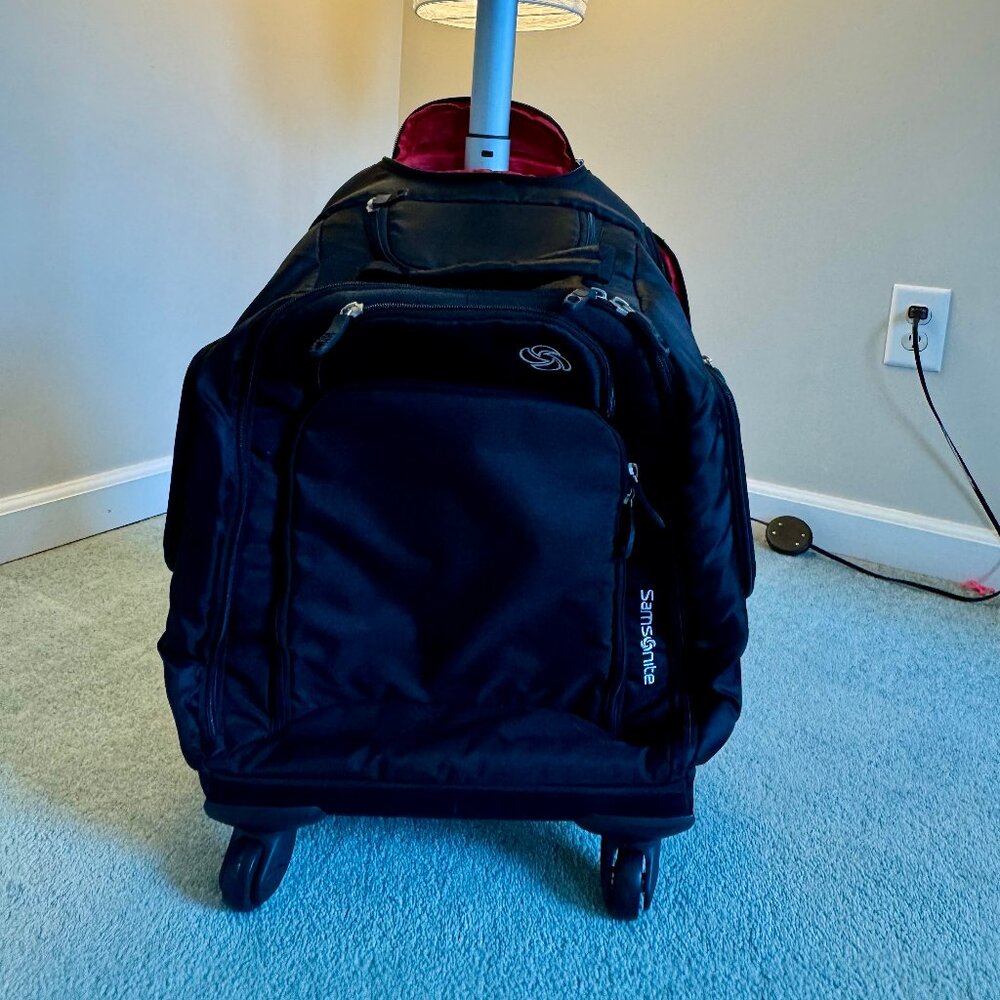 Samsonite carry on backpack - black with red interior